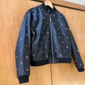 Lord & Taylor-Design Lab- Faux Leather Bomber Jacket w/grommets- Women's S